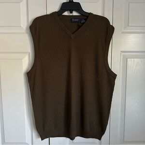 Barry Bricken Sweater Vest Mens XL Brown V Neck Silk Cashmere Grandpa Academia